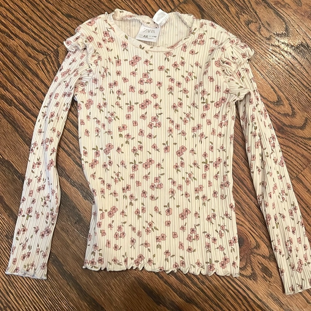 Zara kids floral long sleeve ribbed tshirt size 4-5